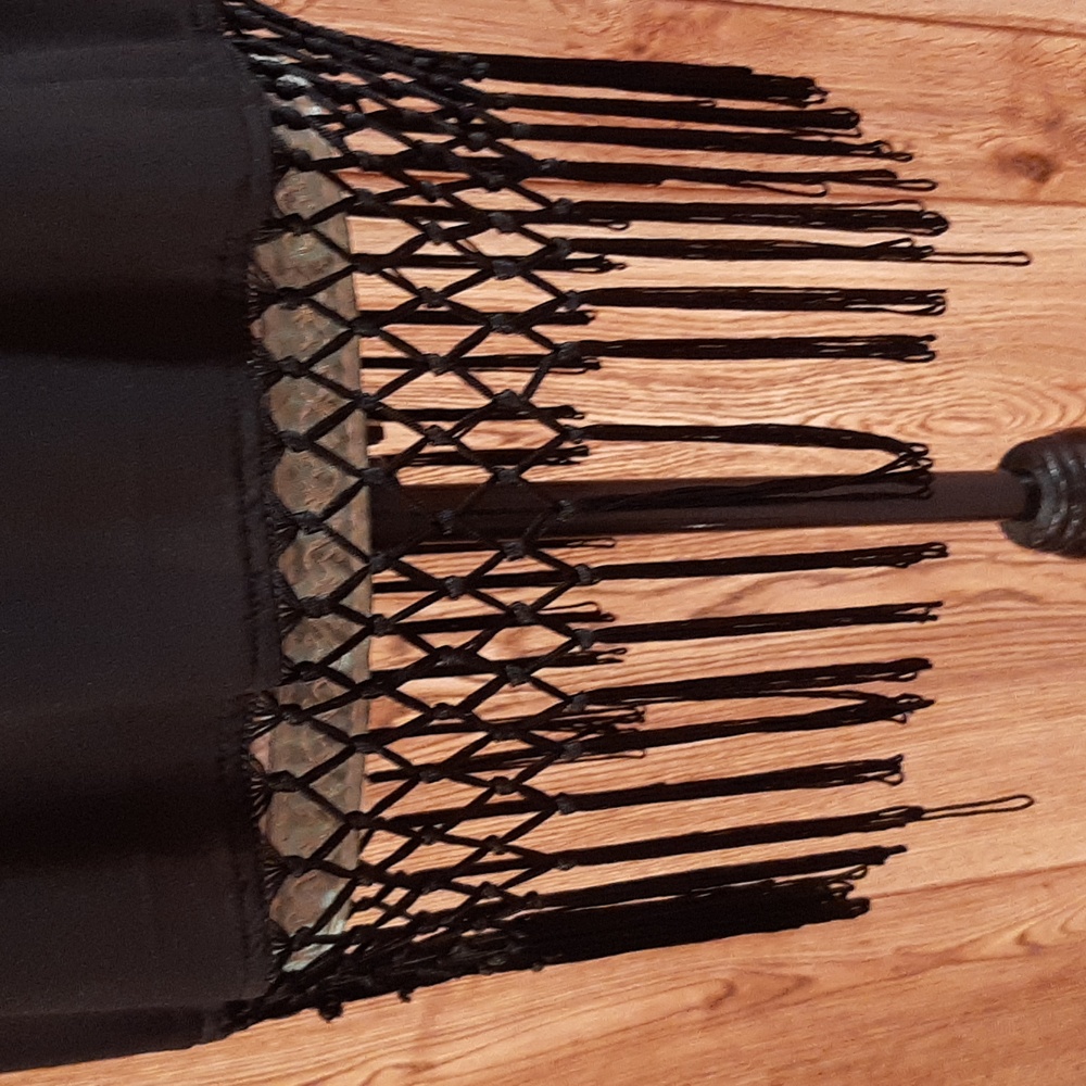 New York & Company Black Fringe Short Sleeve Blouse (Small) - Picture 5 of 10